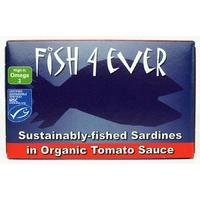 fish 4 ever msc whole sardines in organic tomato sauce 120g