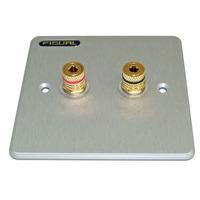 Fisual Hollywood Single Input Silver Brushed Aluminium Speaker Wall Plate