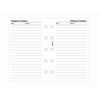 Filofax Inserts Mini Telephone - Name White