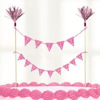 first communion cake bunting pink