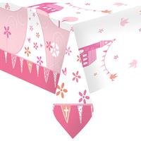 first communion plastic table cover pink