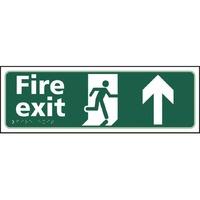 fire exit arrow up braille sign