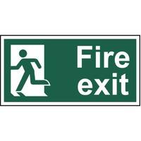 fire exit man left self adhesive sticky sign 300 x 150mm