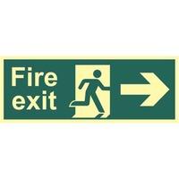 Fire Exit Man and Arrow Right Sign - PHO (400 x 150mm)