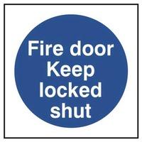 Fire door Keep locked shut - Self Adhesive Sticky Sign (100 x 100mm)