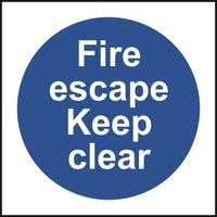 fire escape keep clear self adhesive sticky sign 100 x 100mm