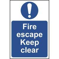 fire escape keep clear self adhesive sticky sign 200 x 300mm