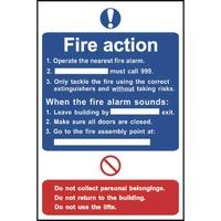 fire action procedure sign pvc 200 x 300mm