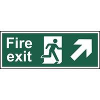 Fire exit (Man arrow up/right) - Self Adhesive Sign 400 x 150mm