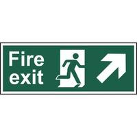 fire exit man arrow upright self adhesive sign 400 x 150mm