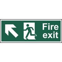 Fire exit (Man arrow up/left) - Self Adhesive Sign 400 x 150mm