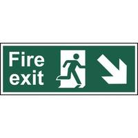 Fire exit (Man arrow down/right) - Self Adhesive Sign 400 x 150mm
