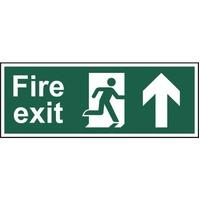 fire exit man arrow up sign pvc 400 x 150mm