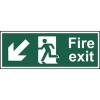 Fire exit (Man arrow down/left) - Self Adhesive Sign 400 x 150mm