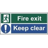 Fire exit Keep clear - Self Adhesive Sticky Sign (450 x 200mm)