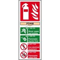 fire extinguisher foam self adhesive sticky sign 82 x 202mm