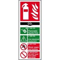 Fire extinguisher: CO2 - Self Adhesive Sticky Sign (82 x 202mm)