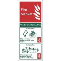 Fire Blanket Instructions - Self Adhesive Sticky Sign (82 x 202mm)