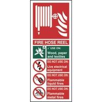 fire hose reel self adhesive sticky sign 82 x 202mm
