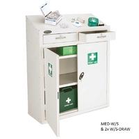 First Aid Medical Workstation With 2 Adjustable Shelves 65kg Capacity