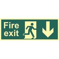 Fire Exit Man and Arrow Down Sign - PHO (400 x 150mm)