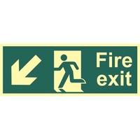 Fire Exit Man and Arrow Down/Left Sign - PHS (400 x 150mm)