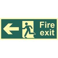 Fire Exit Man and Arrow Left Sign - PHO (400 x 150mm)
