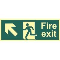 Fire Exit Man and Arrow Up/Left Sign - PHS (400 x 150mm)