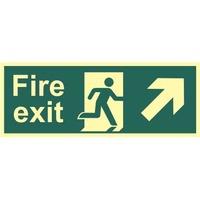 Fire Exit Man and Arrow Up/Right Sign - PHS (400 x 150mm)