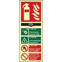 fire extinguisher co2 sign phs 82mm x 202mm