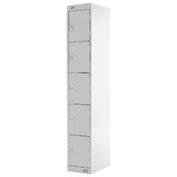 Five Compartment Locker Light Grey Door 300mm Deep MC00026