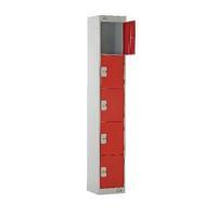 five compartment locker red door 450mm deep mc00065