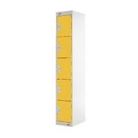 five compartment locker yellow door 450mm deep mc00066