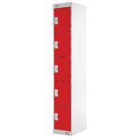 Five Compartment Locker Red Door 300mm Deep MC00029