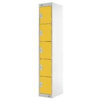 five compartment locker yellow door 300mm deep mc00030