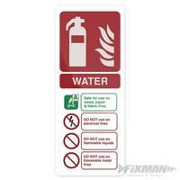 fixman water en3 extinguisher sign