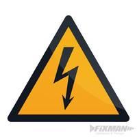 fixman electricity warning sign 100 x 100mm self adhesive