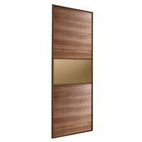 Fineline Bronze Walnut Effect Sliding Wardrobe Door (H)2220 mm (W)610 mm