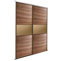 fineline bronze walnut effect sliding wardrobe door kit h2200 mm w914  ...