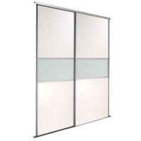 fineline silver glass panel effect sliding wardrobe door kit h2200 mm  ...