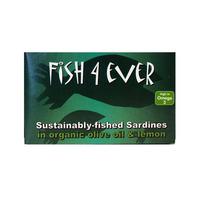 fish4ever sardines in organic olive oil lemon 120g