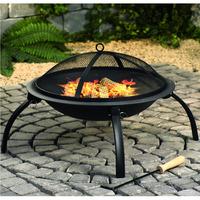 Fire Pit with Mesh Cover and Cooking Grill - Black