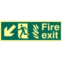 fire exit arrow diagonal down left glow in the dark