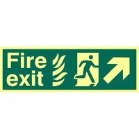 Fire Exit Arrow Diagonal Up Right Glow In The Dark