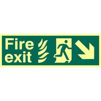 Fire Exit Arrow Diagonal Down Right Glow In The Dark