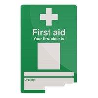 fixman your first aider sign 200 x 300mm self adhesive