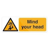 fixman mind your head sign 300 x 100mm self adhesive