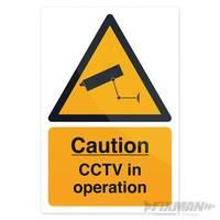 fixman cctv in operation sign 200 x 300mm self adhesive