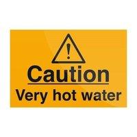 fixman caution very hot water sign 75 x 50mm self adhesive