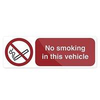 fixman no smoking in this vehicle sign 150 x 50mm self adhesive